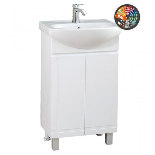 Бял практичен долен шкаф за баня с мивка Ирис